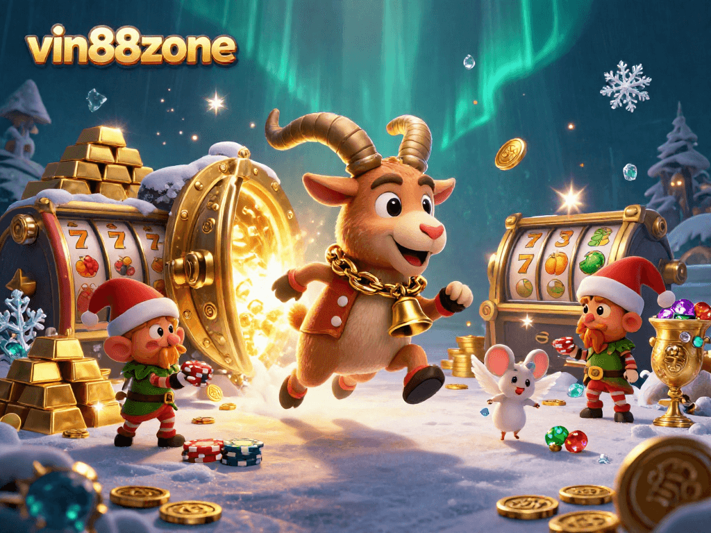 Experience excitement at vin88zone with a festive holiday-horror casino scene full of thrilling action and mischief.
