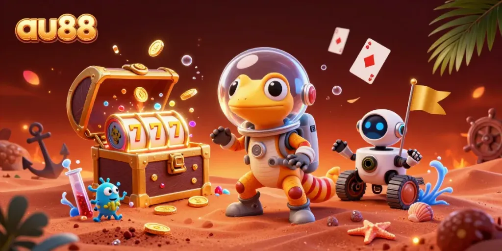 Experience thrilling wins at au88 with a Martian gecko uncovering a golden casino.