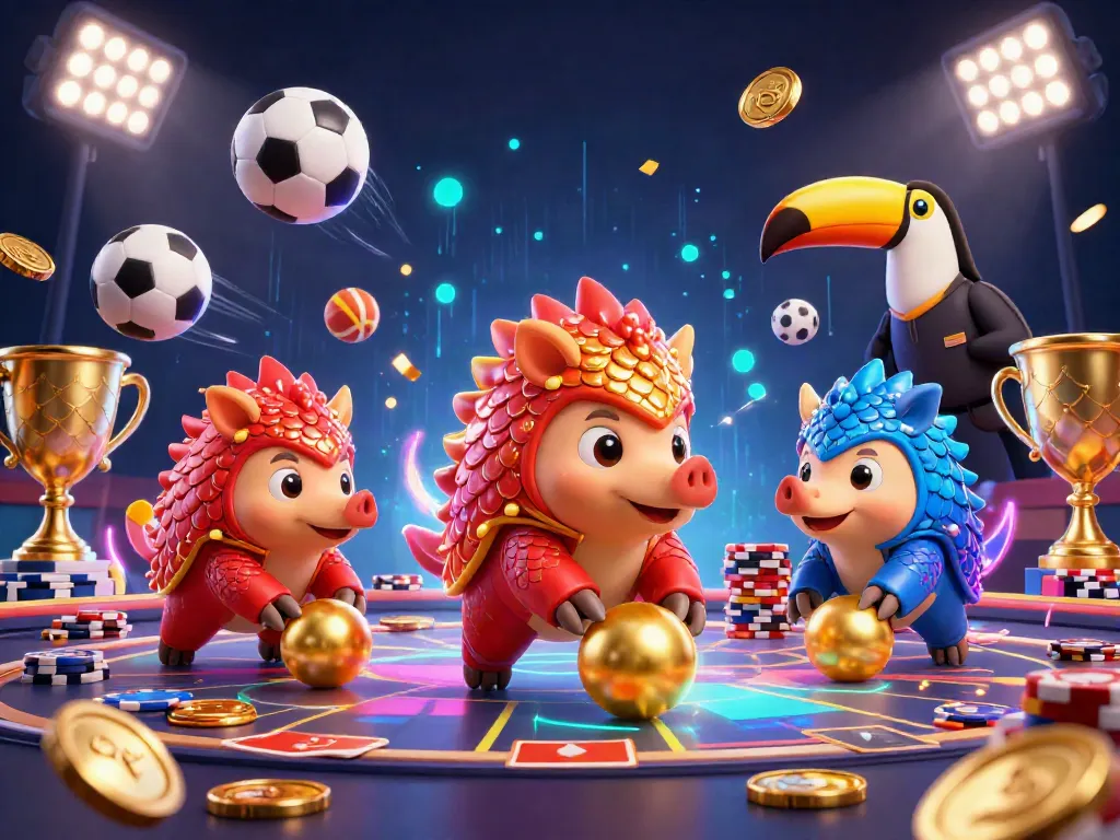 Engaging scene showcasing manclubs-themed rival pangolins competing in a vibrant casino setting filled with action.