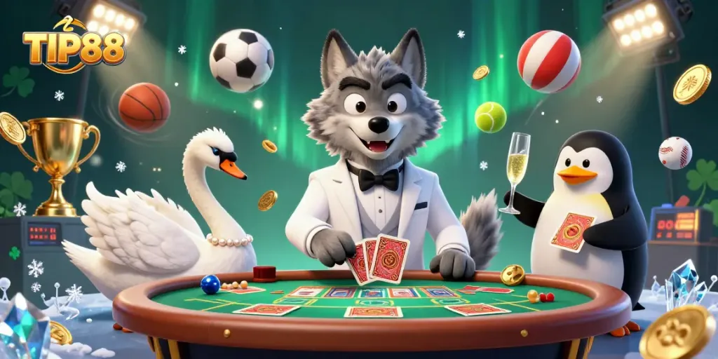 Experience excitement at TIP88 gaming with vibrant characters and dynamic casino elements.