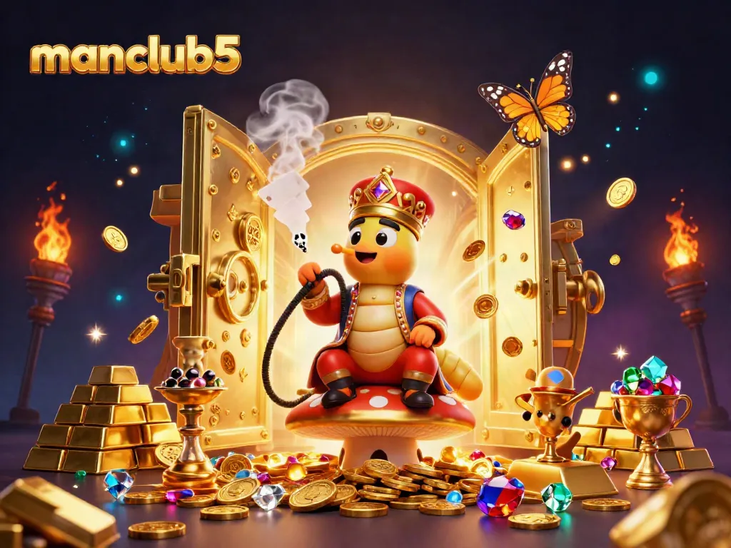 Experience manclub5 in a vibrant casino world filled with poker symbols and golden treasures.