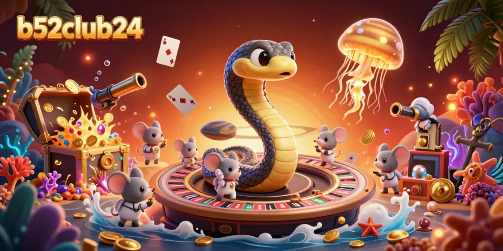 Join the fun at b52club24 with cosmic roulette games featuring astronaut mice and a jellyfish dealer.