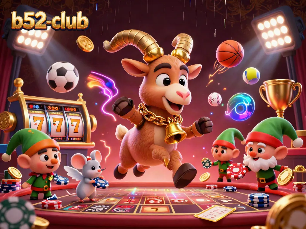 Experience immersive gaming action at b52-club with playful characters and rich casino elements.