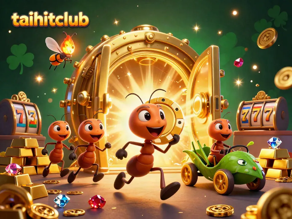 Engage with taihitclub's adventurous online gaming scene featuring ants on a heist.
