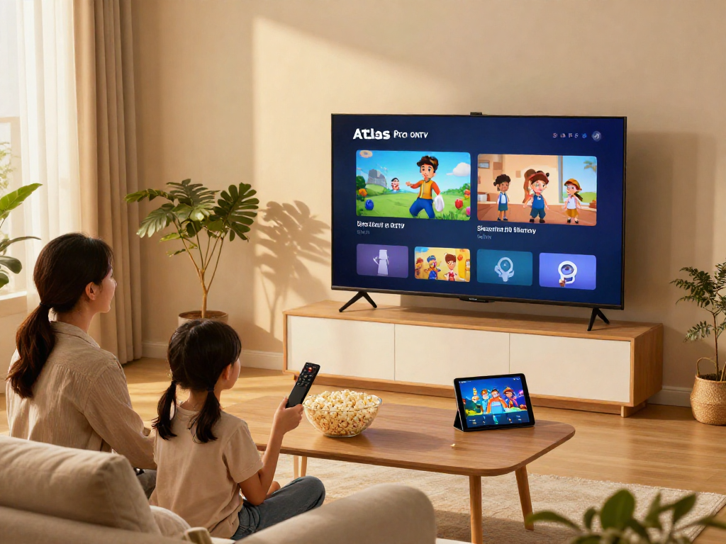 Profitez de l'application Atlas Pro ONTV en famille sur une Smart TV.