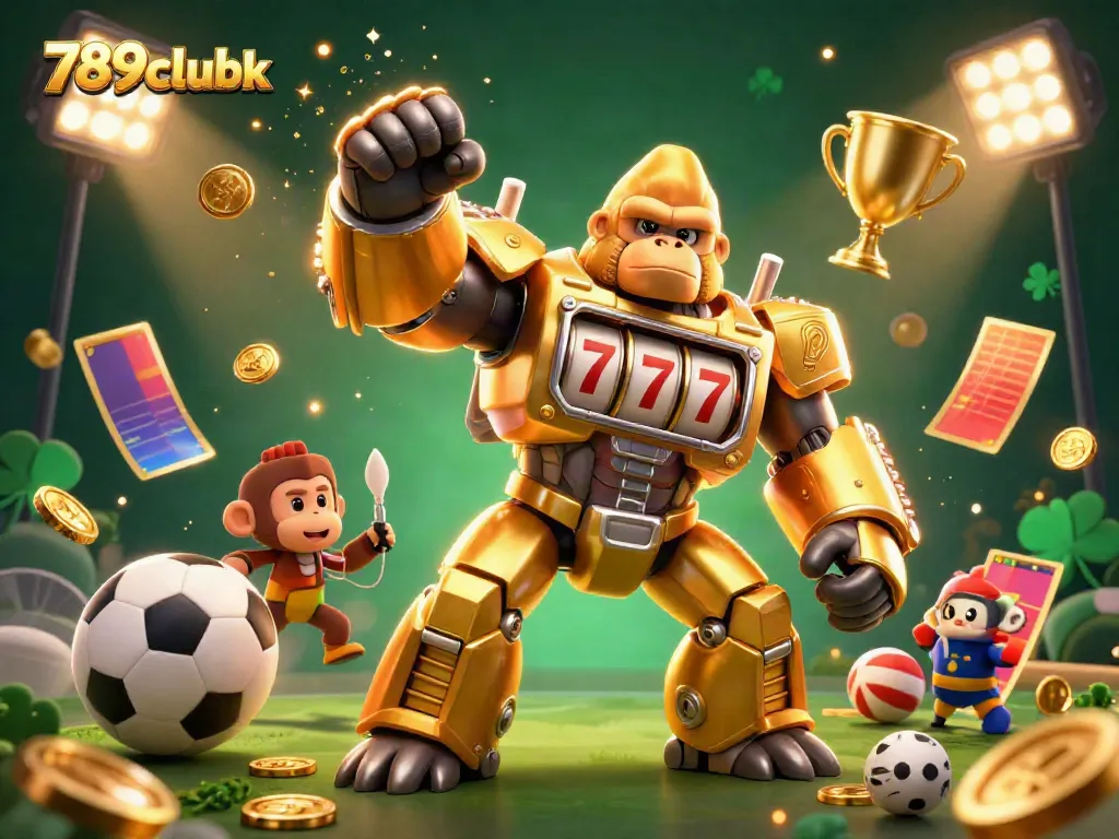 Experience excitement at 789clubk with dynamic 3D illustration capturing thrilling gambling elements and fun.