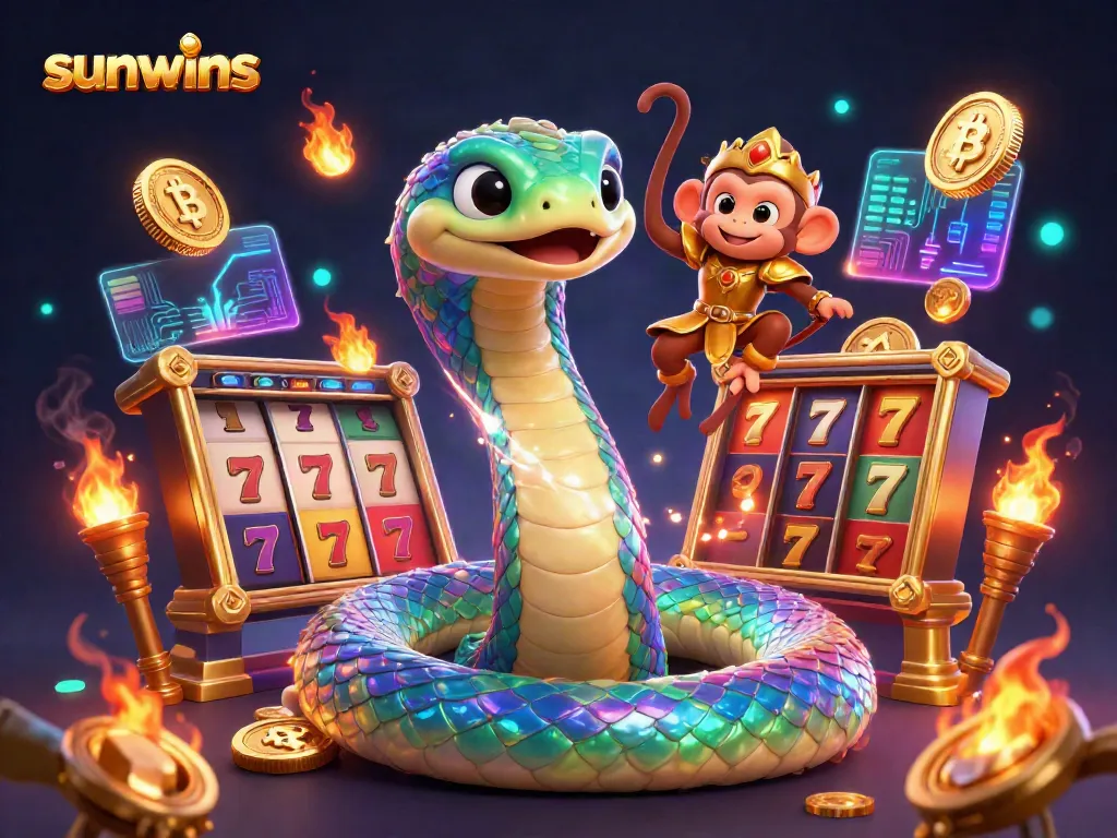 Experience exciting gameplay at sunwins with vibrant 3D illustrations of casino elements and characters.
