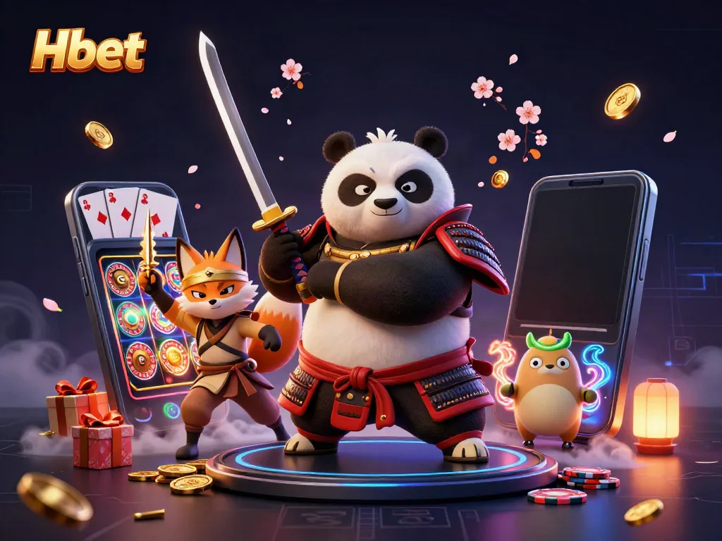 Experience thrilling gambling action at Hbet with a dynamic 3D panda samurai and fox ninja!