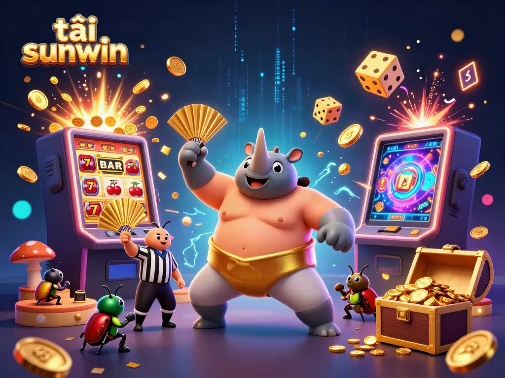 Experience the excitement of tải sunwin with vibrant 3D characters in a dynamic casino scene.