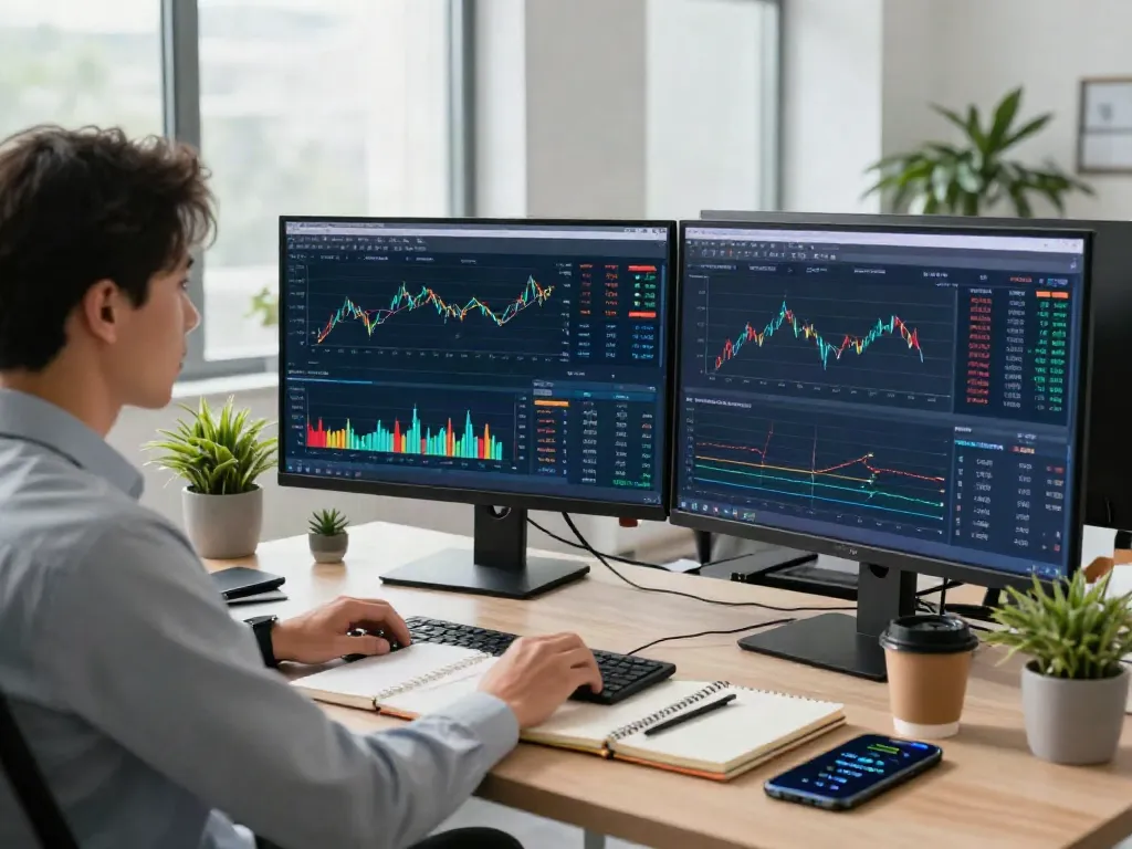 Essor Invexaro sur une plateforme d'échange moderne avec analyses de données et ambiance professionnelle.