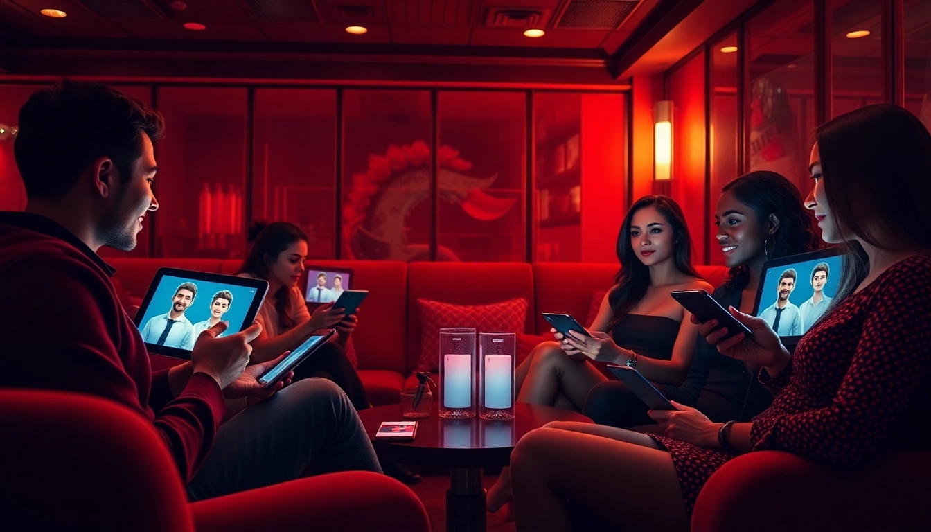 Engaging in stimulating porn AI chat with diverse users in an intimate, cozy digital setting.