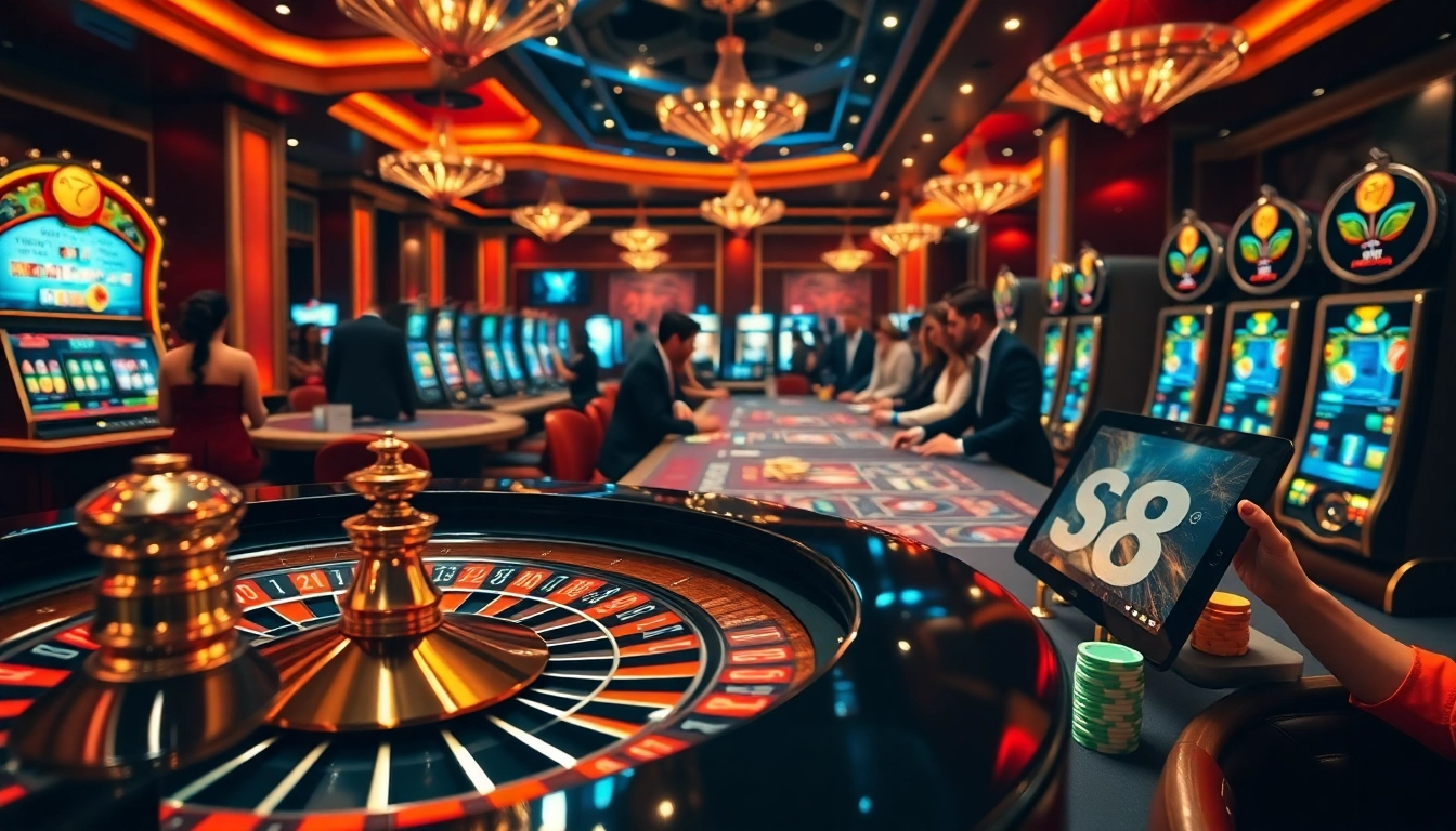 Players enjoying high-stakes games at a luxurious casino featuring s8 betting options.