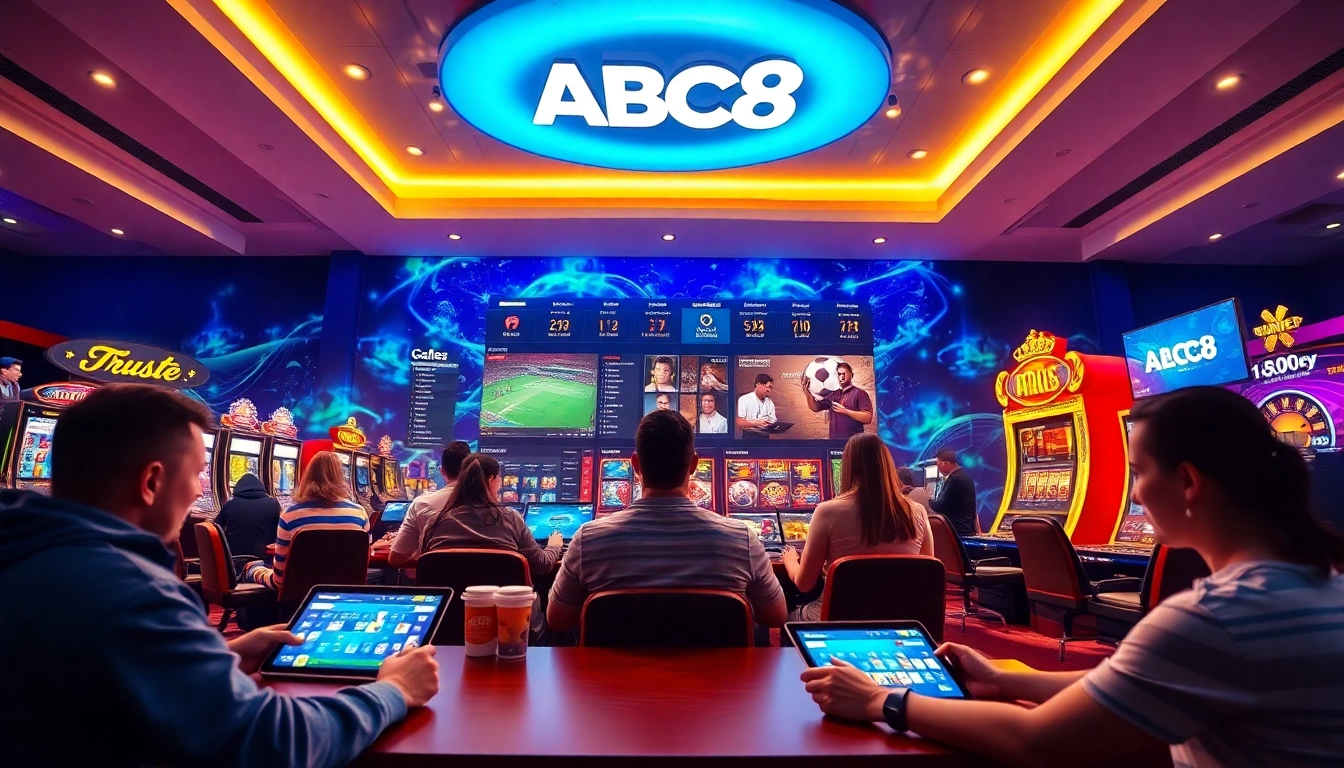 Dynamic interface of ABC8 showcasing online gambling experiences.