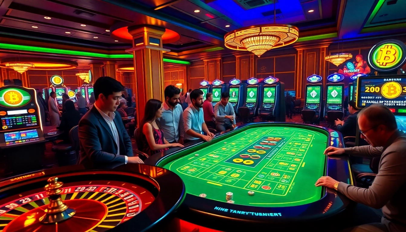 Experience thrilling casino crypto action at a vibrant gambling table with poker chips and roulette.
