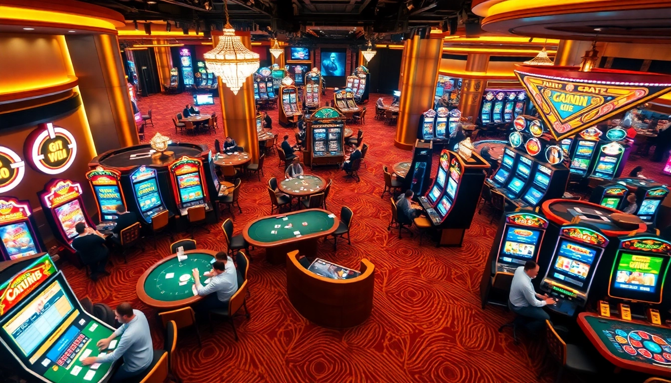 Découvrez casino en ligne 2026 avec une scène animée de joueurs et machines.