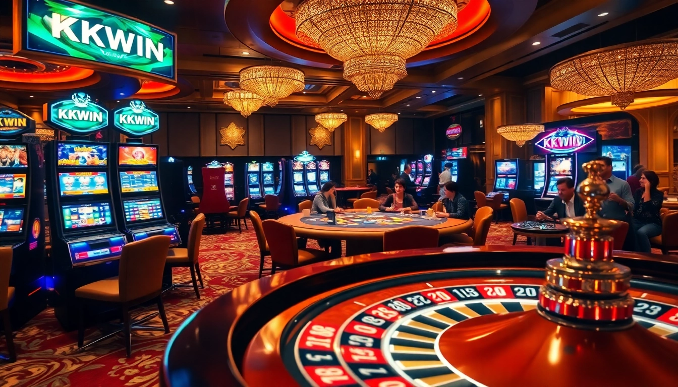 Experience the excitement of KKWIN with vibrant casino tables and thrilling gameplay actions.