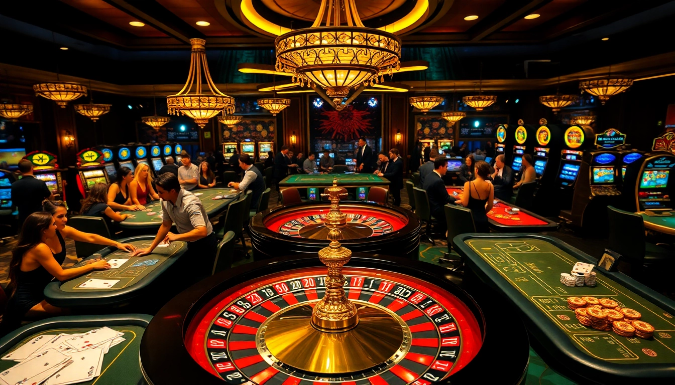 Engaged players enjoying casino games at 68VIP with a luxurious atmosphere and high-stakes excitement.