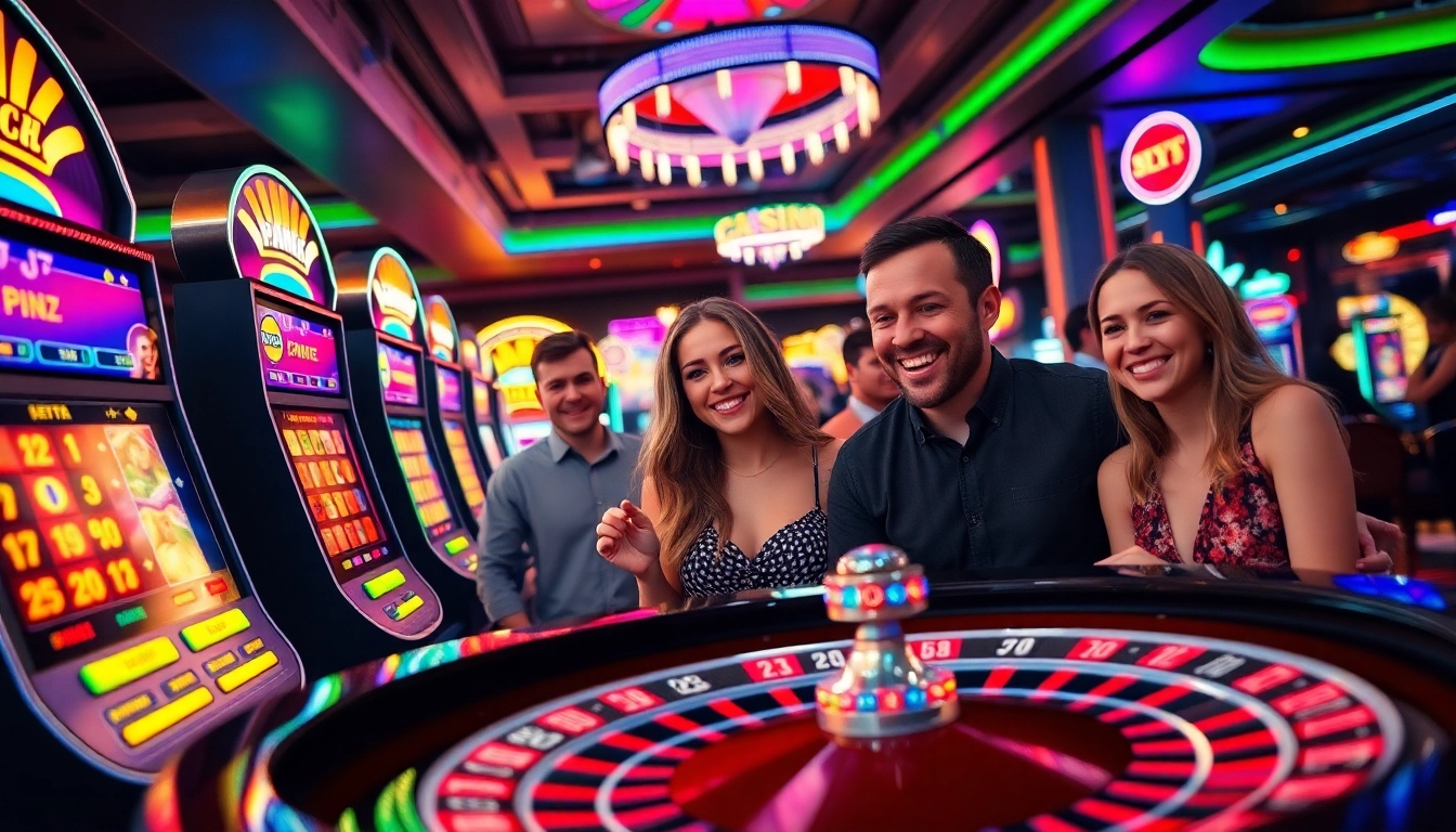 Jouant à un casino en ligne fiable, les joueurs profitent de l'excitation des jeux sous des lumières vives.