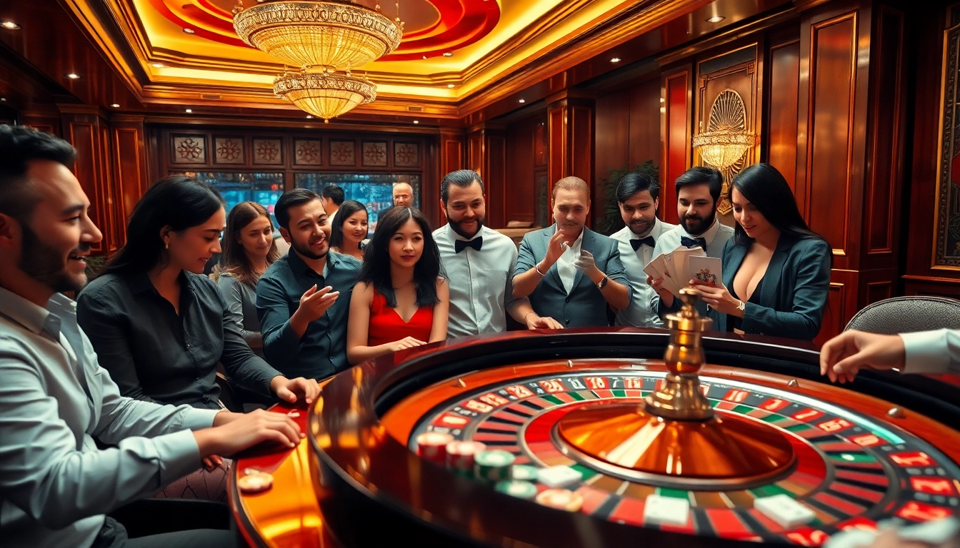 Experience the thrill of winning at https://fly88.services/ with an exciting roulette table scene in a luxurious casino.