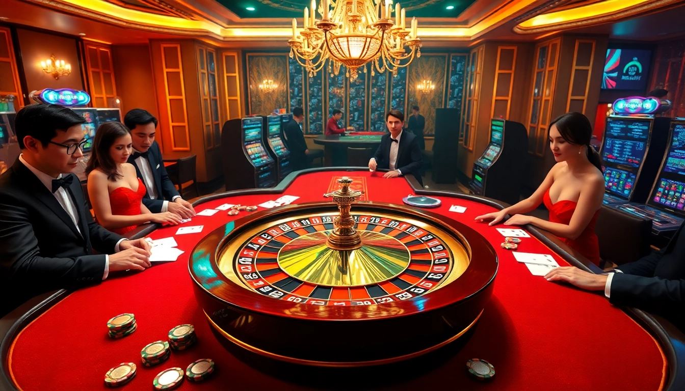 Experience thrilling moments at f789 casino with a glamorous roulette table and eager players.