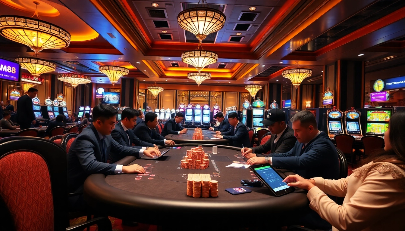 Experience high-stakes poker and slot excitement at CM88SM's luxurious casino.