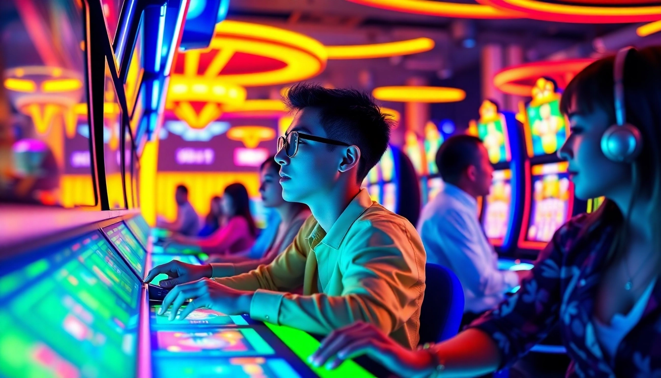 Joueurs profitant de casino en ligne 2026 dans un cadre vibrant et moderne.