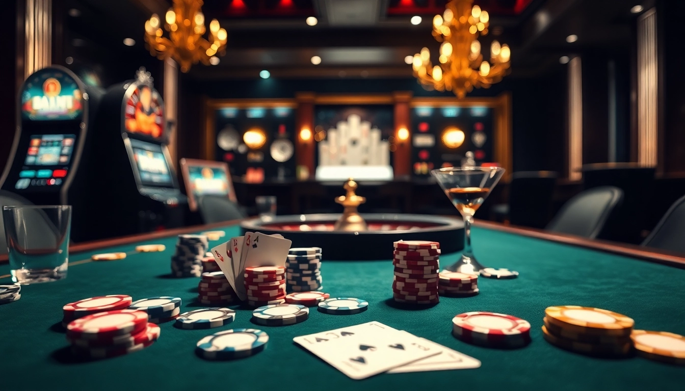 Jouer à casino en ligne avec une ambiance luxueuse, table de jeu et accessoires. related image