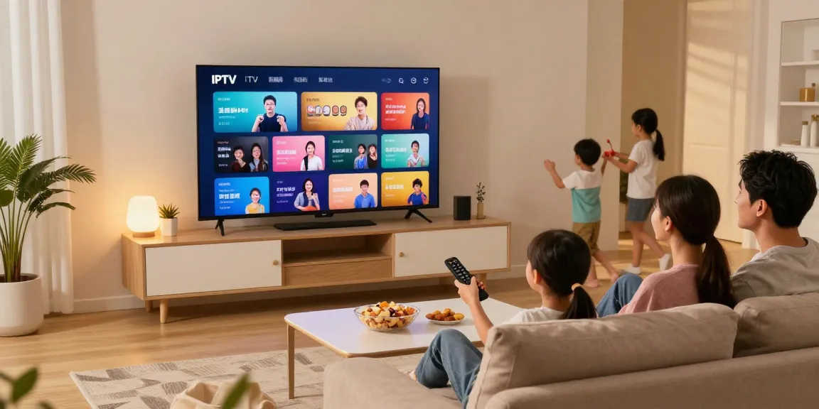 Famille profitant de l'IPTV en France avec un accès à de nombreuses chaînes.