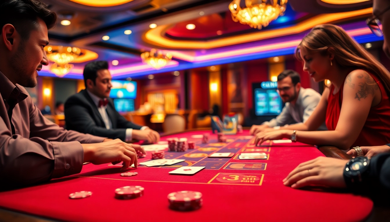 Profitez de jeux passionnants sur un casino en ligne avec des cartes et des jetons colorés. related image