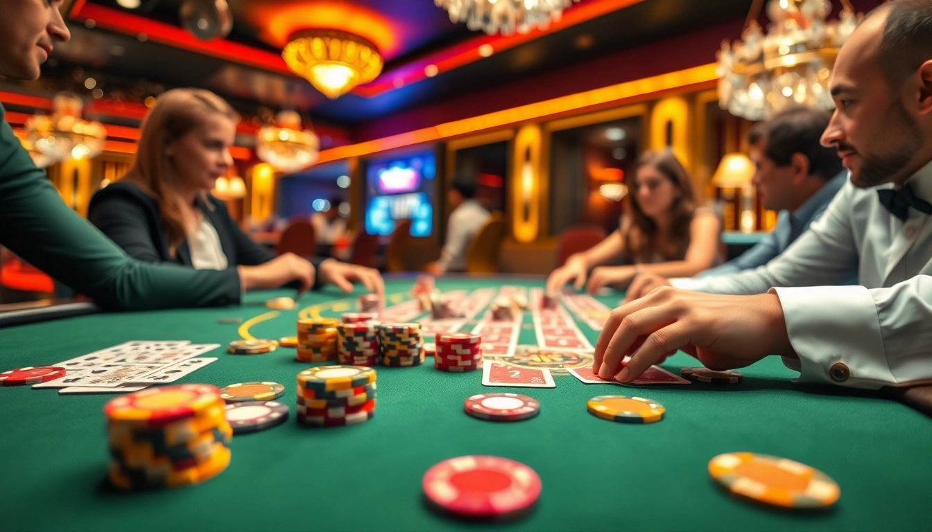 Profitez de jeux passionnants sur un casino en ligne avec des cartes et des jetons colorés.