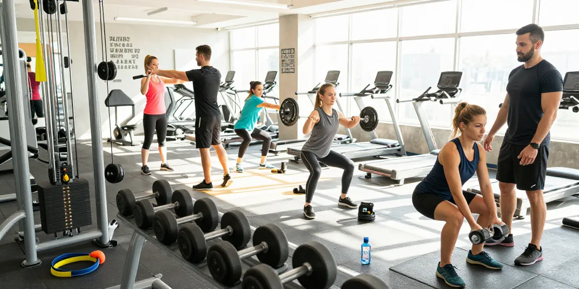 Athlètes à la Stéroïde Boutique, s'entraînant avec des poids et des équipements de fitness modernes.
