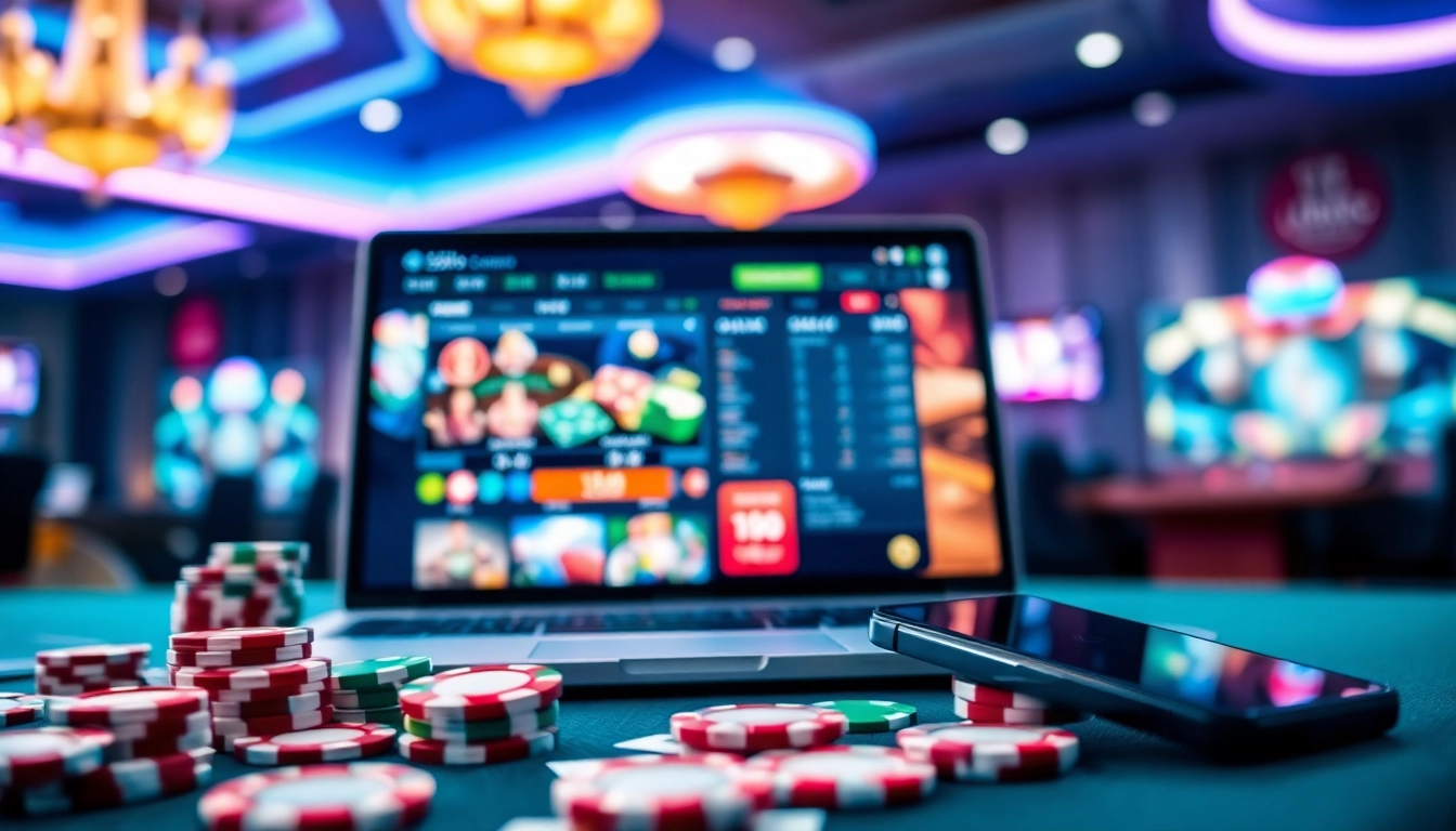 Découvrez l'expérience immersive du casino en ligne avec des ordinateurs et des jeux vibrants.