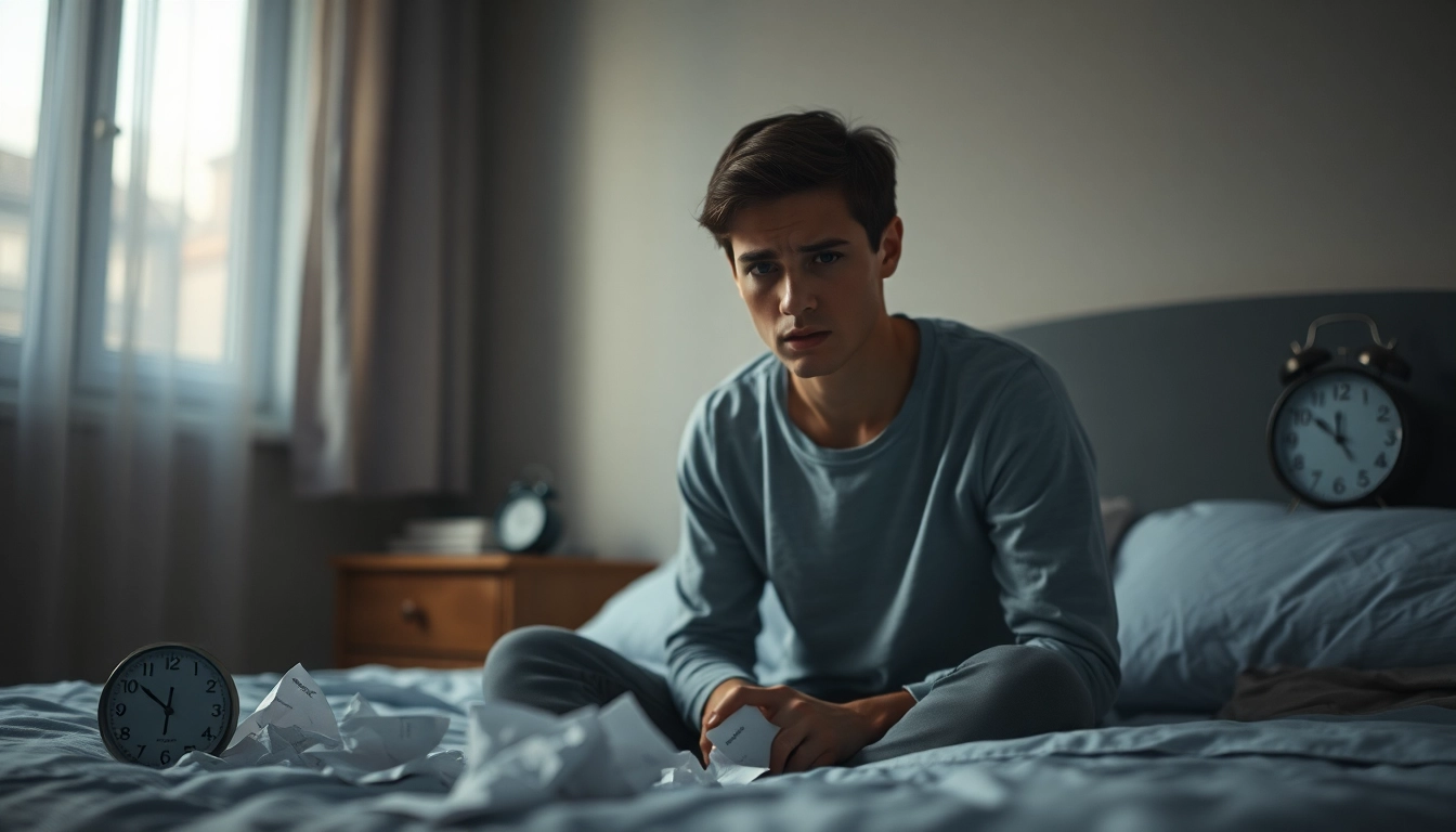 Health anxiety is ruining my life depicted by a worried individual in a cozy room, reflecting distress and emotional struggle.