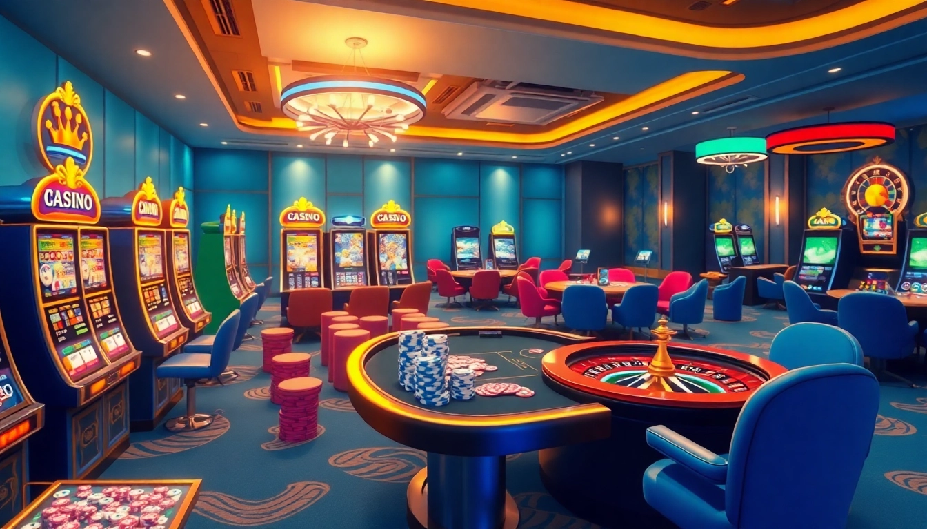 Jouer à casino en ligne avec des machines à sous colorées et une ambiance de jeu animée. related image
