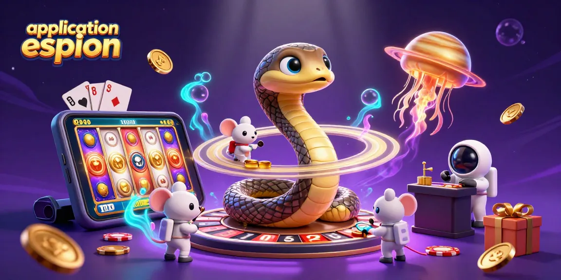 Jeu captivant d'application espion avec des astronautes et des éléments de casino animés.