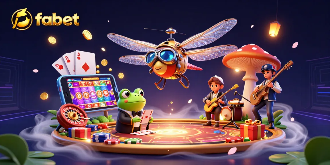 Experience the excitement of fabet with a vibrant 3D casino scene featuring games and characters.