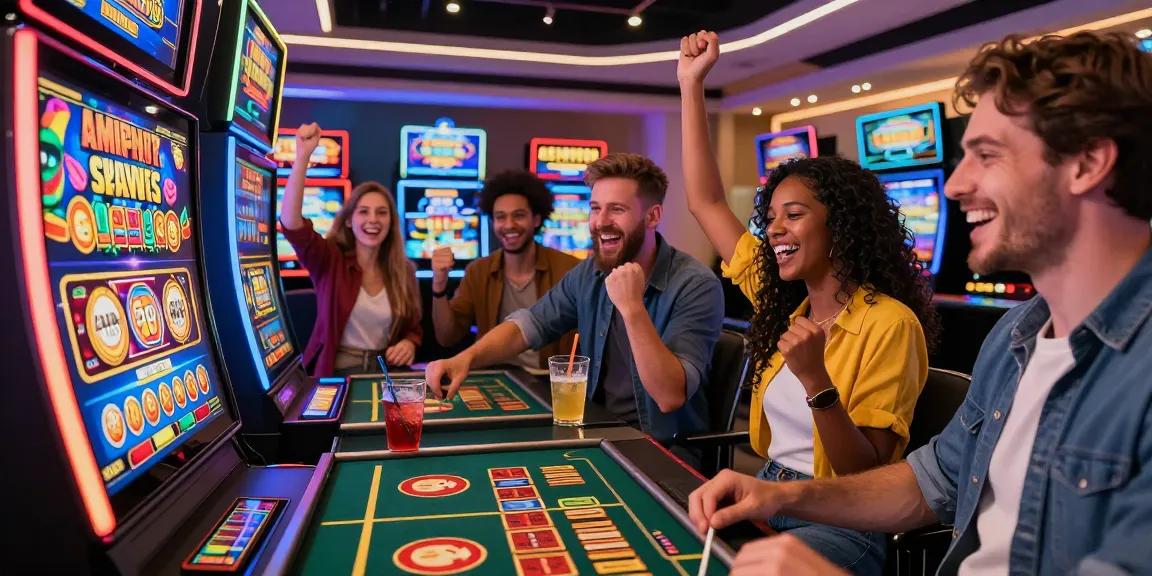 Des joueurs heureux profitant d'une expérience de casino en ligne, illustrant l'excitation des jeux de casino en ligne.