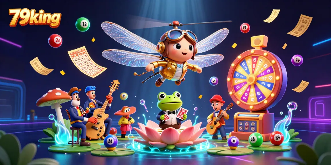 Engage with 79king's vibrant gaming scene featuring cartoon characters at a lily pad casino.
