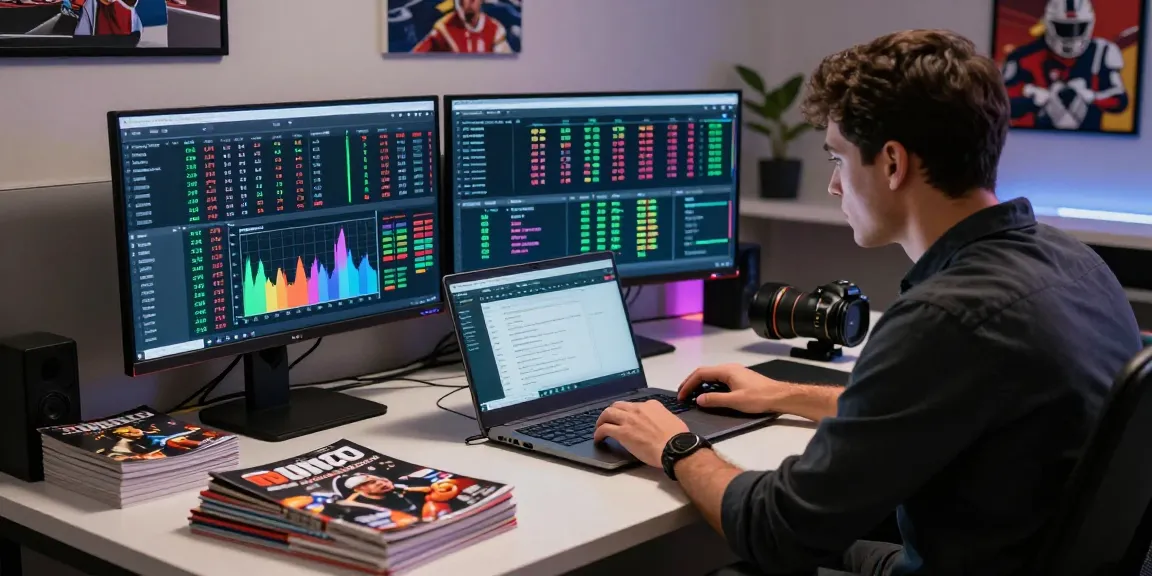 Expert analysant les cotes en direct sur un bookmaker sans limite de mise avec un bureau moderne.