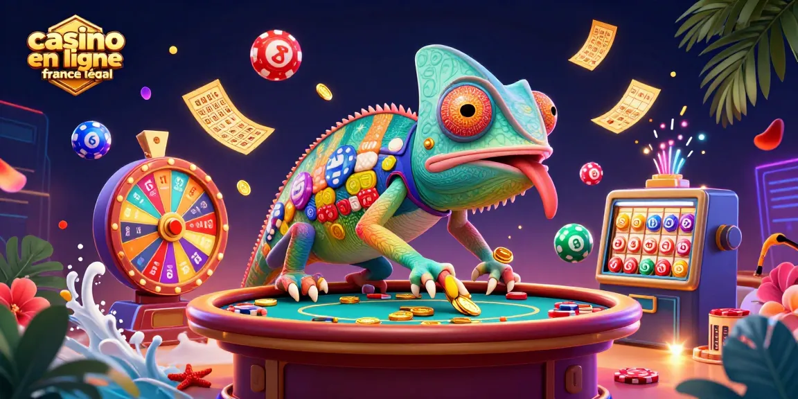 Célébrez avec ce caméléon du casino, un décor spectaculaire pour un casino en ligne France légal.