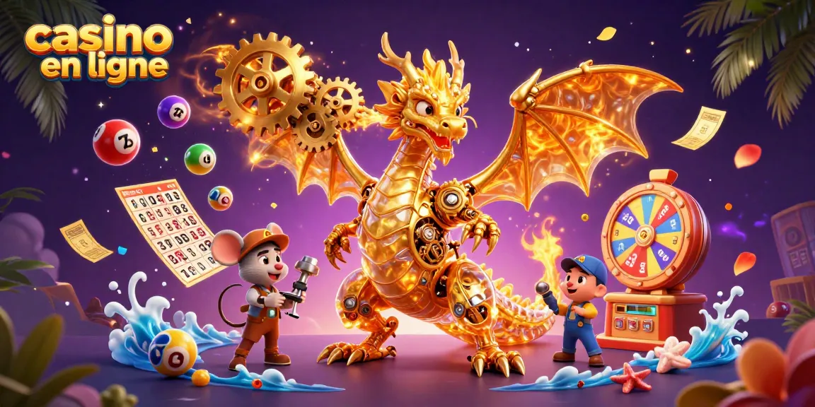 Pariez en ligne dans cet univers captivant des casinos en ligne, avec dragon doré et éléments de loterie vibrants.