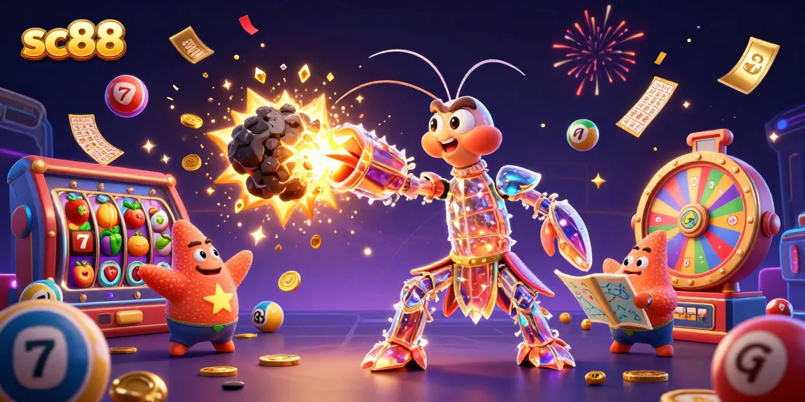 Engage with sc88's vibrant gaming scene, showcasing dynamic slot visuals and colorful prize elements.