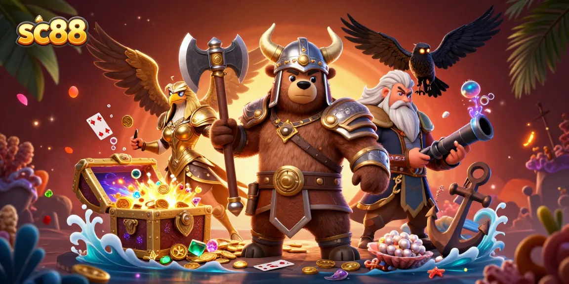 Join the thrilling action at sc88, featuring a Viking berserker bear and epic gaming elements.