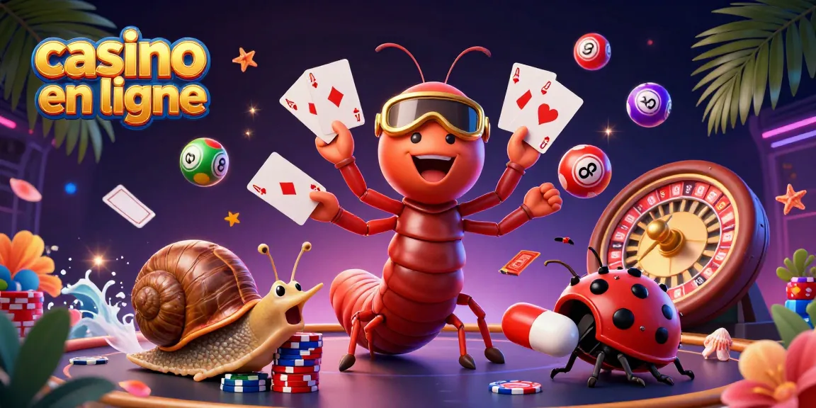 Plongez dans le monde du casino en ligne avec une illustration animée captivante de personnages de casino.