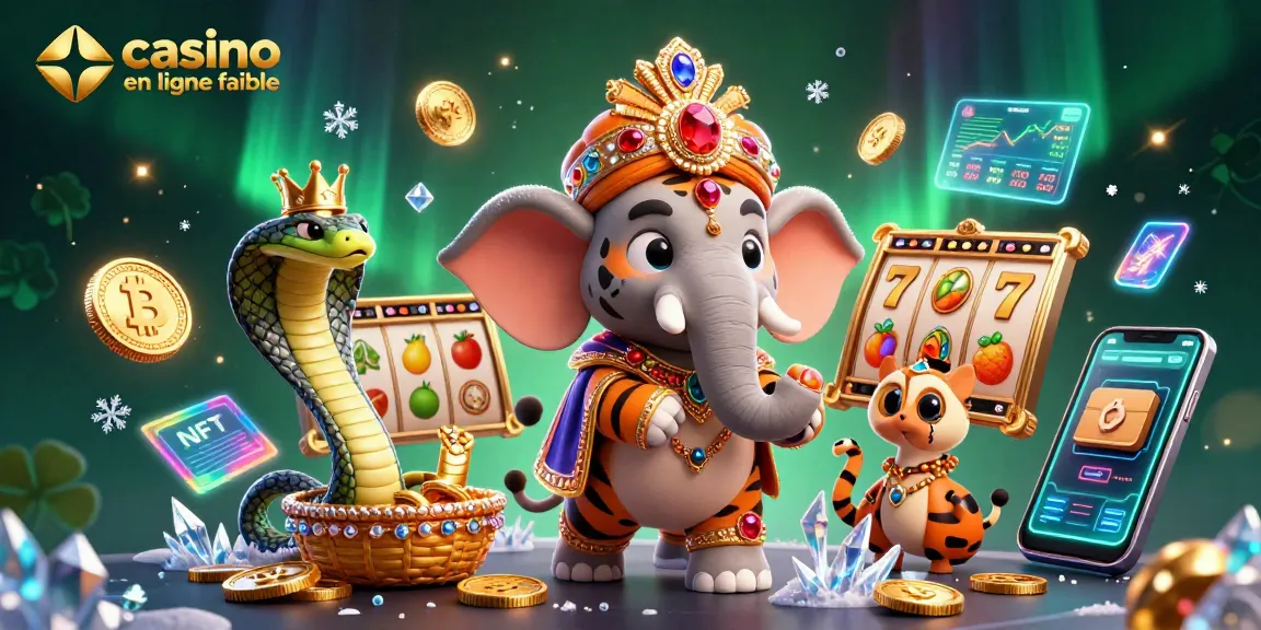 Jouez au casino en ligne fiable avec une illustration captivante alliant des éléments de jeu et crypto-monnaies.